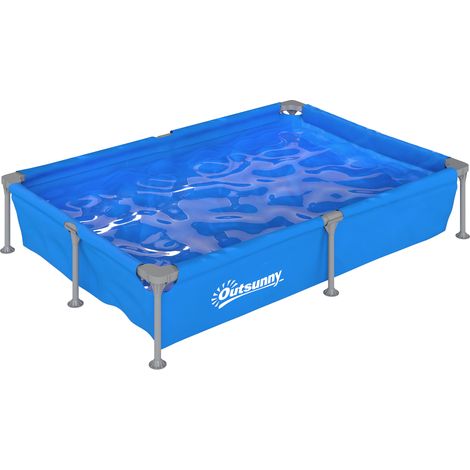 Outsunny Metal Frame Swimming Pool, Rectangle Frame Pool, 229 x 160 cm ...
