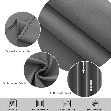 Set di 2 tende oscuranti, 200×140 cm, termoisolanti/antifreddo, grigio scuro (1/5)