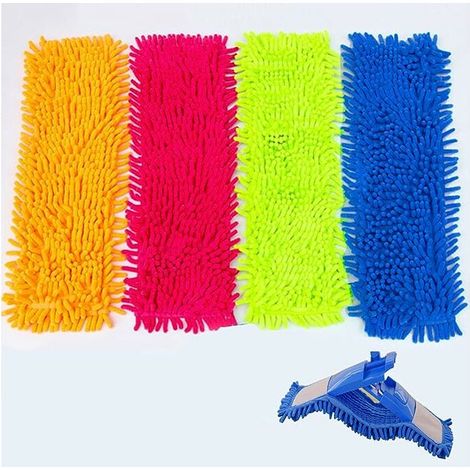 Confezione da 4 mop in microfibra per la pulizia, mop in microfibra estensibili per pavimenti piani, lavabili, GU.B/bon FDC