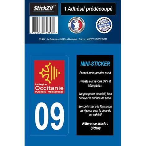 ADHESIF MOTO REGION DEPARTEMENT 09 OCCITANIE X1