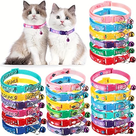 Filiyano-Lot de 24 colliers pour chiots, avec bac à litière, pour chats et chatons. Colliers souples et réfléchissants, réglables, pour chiots (1/5)