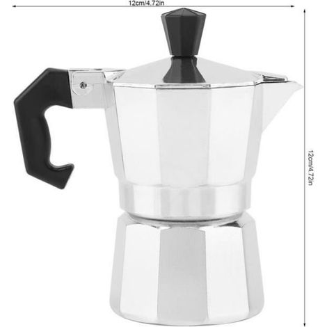 1 Cafetière italienne, Aluminium, Poignée ergonomique, 50 ml, Pour gaz et électrique (1/4)