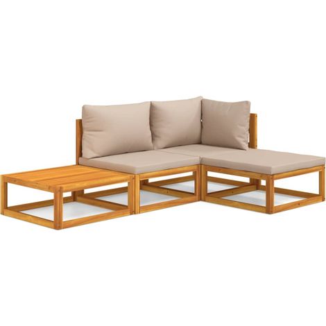 Maison Exclusive - Set Salotto da Giardino 4pz con Cuscini Tortora Legno Massello