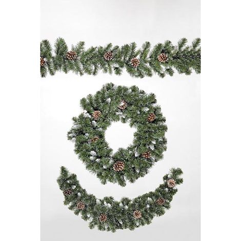 Christmas Garland 2.7M Frosted Tips And Pinecones Festive Home Decor (1/4)