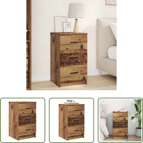 Schubladen -  Nachttisch mit Schubladen Altholz 38 x 38 x 66 cm Holzwerkstoff (1/5)