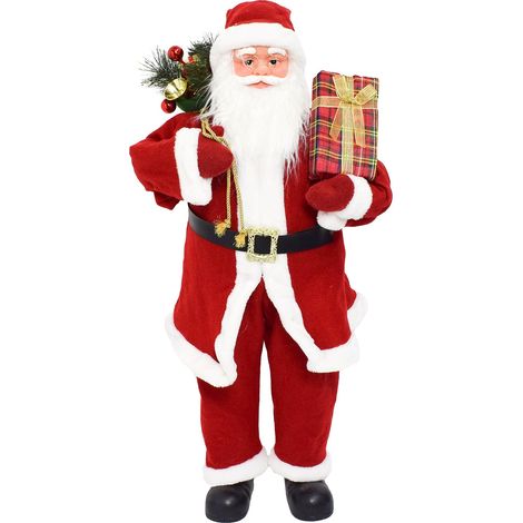 Babbo natale decorazione natalizia pupazzo con vestiti rossi tradizionali -40 cm
