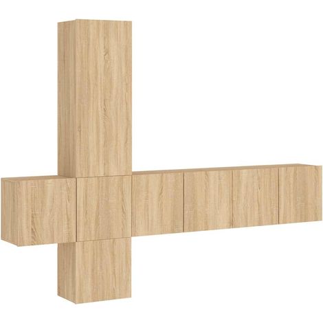Maison Exclusive - 5-tlg. Wohnwand Sonoma-Eiche Holzwerkstoff (1/5)