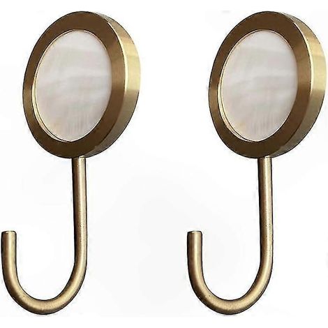 Crochets muraux décoratifs autocollants, finition dorée brillante premium, sans perçage, pack de 2, blanc, fixation adhésive murale élégante (1/5)
