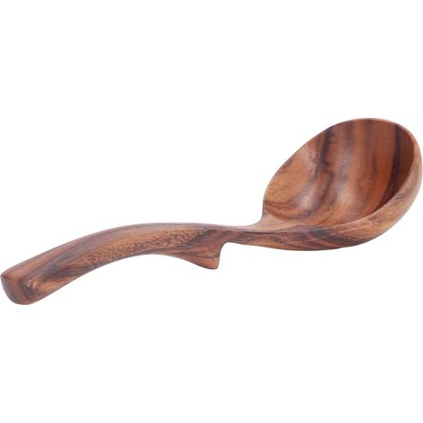 Cuillère à soupe et bouillie en bois, ustensile de cuisine pour enfants, petite cuillère courbée pour riz et soupe (1/5)