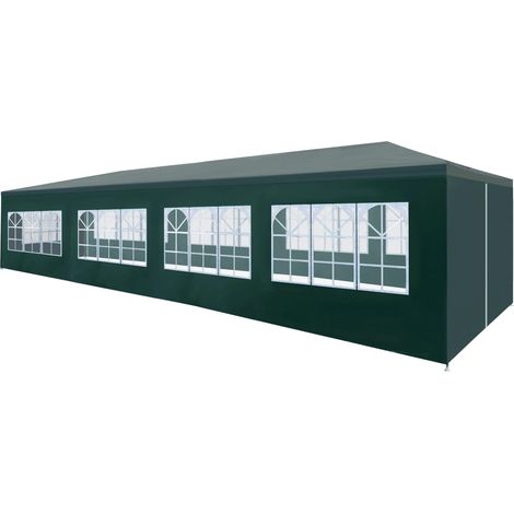 Vidaxl – Tente de réception 3x12 m vert – Structure en acier inoxydable – Résistante aux UV et à l'eau – Panneaux latéraux avec fenêtres