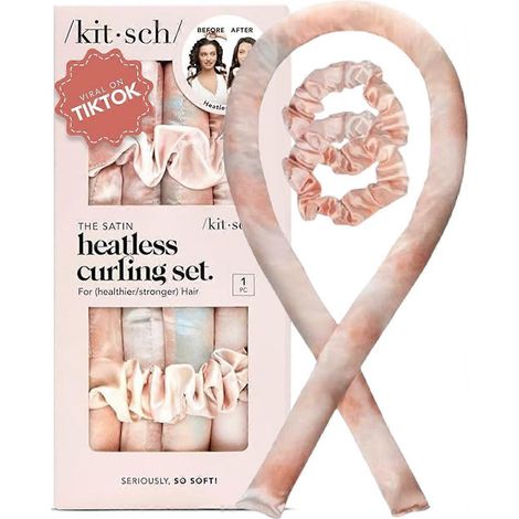 Kit de bouclage sans chaleur pour cheveux courts et longs Application de nuit Masque capillaire et fer à boucler (rose) (1/5)