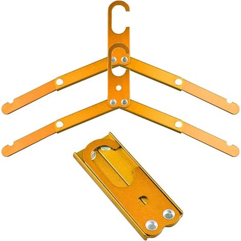 (Lot de 2 oranges) Cintre pliable en alliage d'aluminium pour voyages et camping, séchoir à vêtements, gain de place, organisateur de garde-robe (1/4)