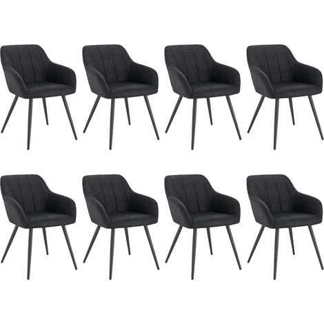 WOLTU 8 x Chaise de Salle à Manger, en Tissu Scientifique + métal, Chaise de Salon, 49x43x81cm, Anthracite (1/5)