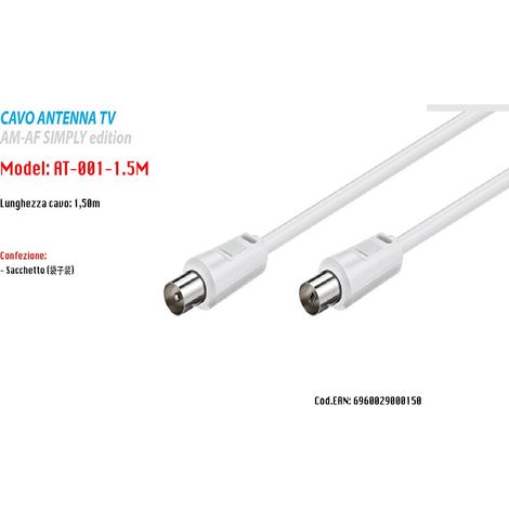 TRADE SHOP - Cavo 1,5 Metri Antenna Tv Maschio/femmina Schermato Prolunga Maxtech At-001-1.5m -