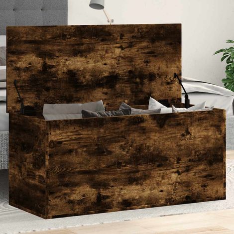 Coffre de rangement en bois d’ingénierie chêne fumé 100 x 42 x 46 cm - PANGIVO (1/5)