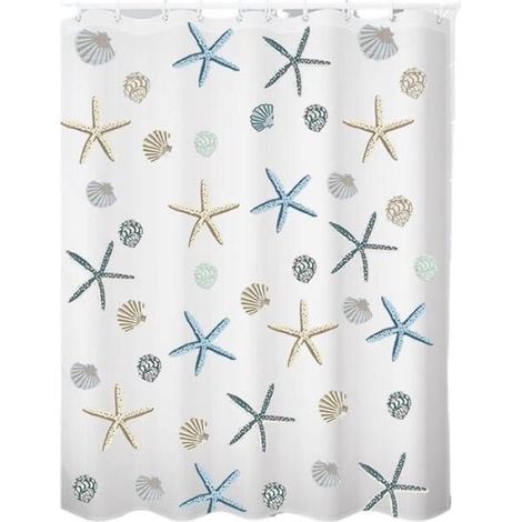 Rideau de douche Longziming – Motif petites étoiles de mer – 180 × 200 cm – Matière déperlante – Anti-moisissure – Facile à nettoyer – Design élégant (1/5)