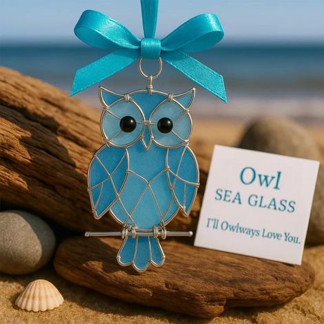 Oiseau En Verre De Mer - Décor Murale Et Fenêtre - Pendentif 2D En Matériau Recyclé - Ornement Intérieur - 1 Pièce (1/2)