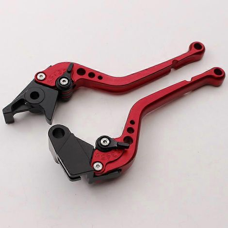 Guidon de frein en alliage d'aluminium réglable et modifié (tige longue rouge) compatible avec les motos Kawasaki GPZ500S, Little Ninja et EX500R. (1/5)
