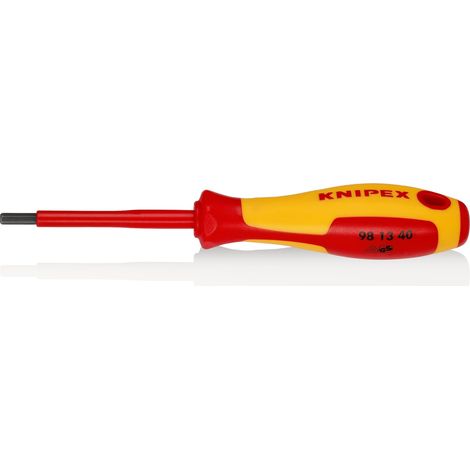 KNIPEX 98 13 40 Destornillador para tornillos de hexágono interior aislados con fundas multicomponentes, según norma VDE Barnizados 182 mm