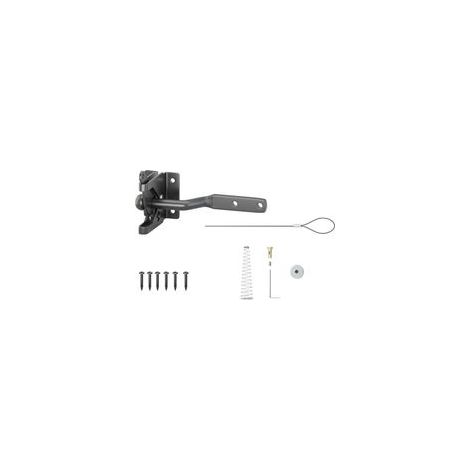 Verrou de porte automatique en acier noir – Système de verrouillage par gravité – Compatible bois et métal – Installation rapide avec 6 vis
