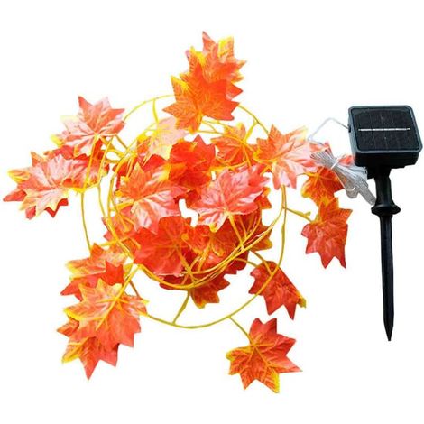 Guirlande lumineuse solaire d'automne pour extérieur, 10 m (33 pi), 100 LED, motif feuilles d'érable, étanche, idéale pour décorer jardin, pelouse, terrasse, gazebo, cour et autres espaces extérieurs.