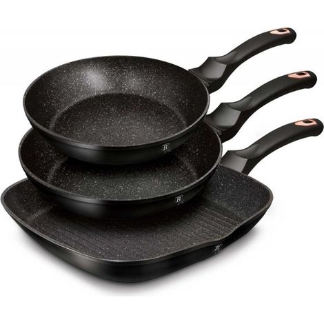 Zestaw 3 patelni granitowych berlingerhaus black rose BH-6156 (1/5)