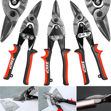 Handschere zum Schneiden von Blechen, 10 Zoll, links, gerade, rechts, Scherensatz
