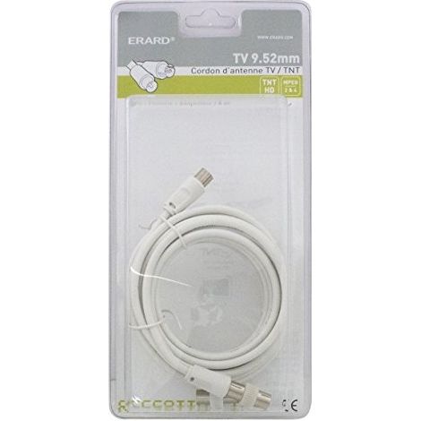 Cordon TV 9,52mm - 3c2v - Maschio / Femmina - 5m + Adattatore - Erard