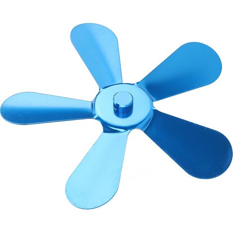 Pales de ventilateur de poêle à 5 pales en alliage d'aluminium, alimentées par la chaleur, de rechange pour ventilateur de cheminée, bleues (1/5)