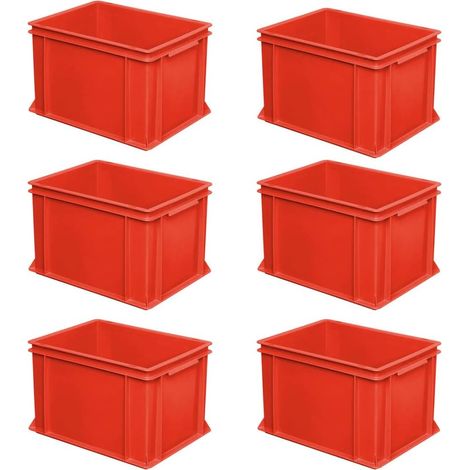 BRB 6 Eurobehälter mit 2 Griffleisten, LxBxH 400 x 300 x 270 mm, 26 Liter, rot