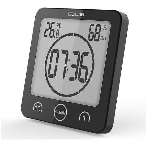 Réveil de salle de bain, réveil de douche numérique LCD avec alarme et température étanche (1/4)