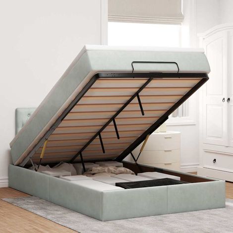 Estructura cama otomana colchón terciopelo gris claro 120x200cm vidaXL (1/5)