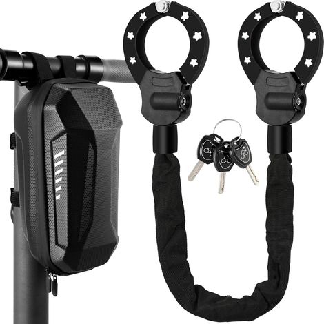 Antivol Trotinette Electrique, 93cm Robuste Antivol Chaine Velo 6mm Chaînes, avec Clés, Sac Etanche, Cadenas Velo Antivol pour les Scooter, Vélos, Moto, Portail, Clôture, Poussettes (1/5)
