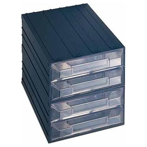 Terry 1000025 Vision Cassettiera Modulare 4 Cassetti Trasparenti Portaetichetta 24,9x36,6x25 cm colore Verde