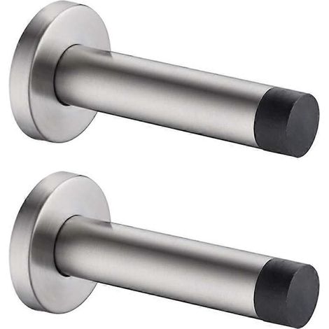 Butée de porte murale en acier inoxydable (lot de 2) avec amortisseur en caoutchouc épais pour plinthes et sols (1/5)