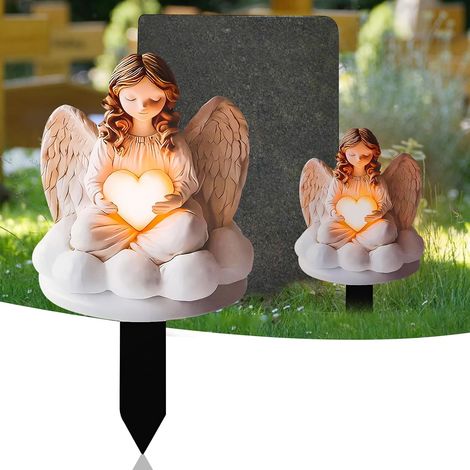 Ornamento per tomba 2D resistente alle intemperie - Targa da giardino con design di angelo in acrilico - Elegante decorazione per cimitero - per cortile e tomba in vaso - Regalo di battesimo (1/5)