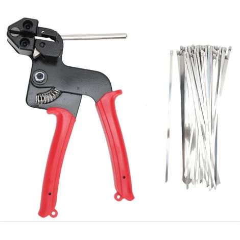 100 Pcs (rouge) Kit de Liens en Métal Robuste, Outil de Cravate de Câble en Acier Inoxydable avec , 11,8 Pouces, Résistance de 200 Lb pour la Clôture de Liaison Chaîne, Tuyau (1/5)