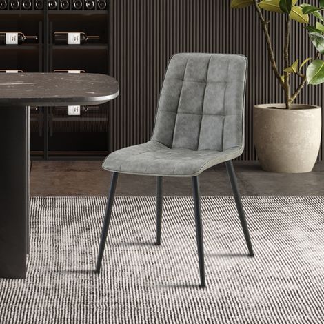 Lot de 4 chaises en PU VINTAGE gris FURAX (1/5)