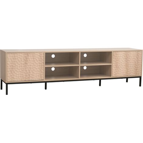 Meuble TV rectangulaire 2 portes L200 cm bois clair