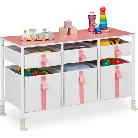 Cómoda de almacenamiento infantil 6 cajones práctico 80 x 40 x 80 cm de tela blanca 130014582 (1/5)