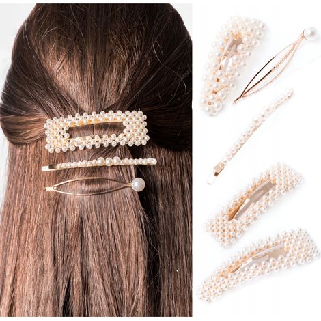 FERMAGLI PER CAPELLI 5 PEZZI perle perle ORO MATRIMONIO (1/5)