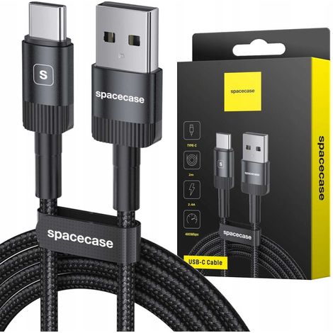 Spacecase USB-C-Kabel 2M 2,4A schwarz