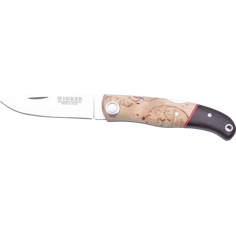 Couteau de sport Joker avec poignée de bouleau madré, férule bois granadillo et tôle d'acier MOVA 7 cm, 57 g, NL124 + carte cadeau multi-usages (1/3)