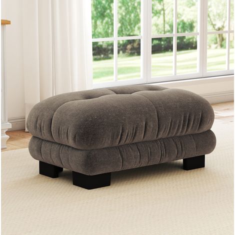 Sofá modular con otomanas móviles, tejido chenille marrón (1/5)