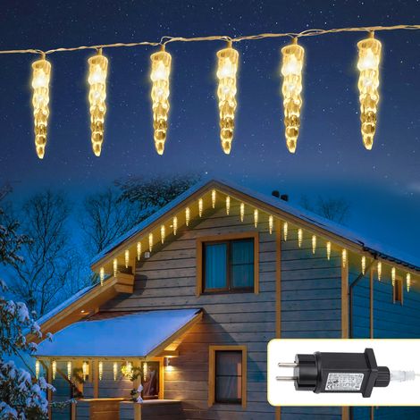 TolleTour Eiszapfen Lichterkette 5 m 40 LED, 8 Leuchtmodi, Warmweiß Weihnachtsbeleuchtung Deko für Fenster (1/5)