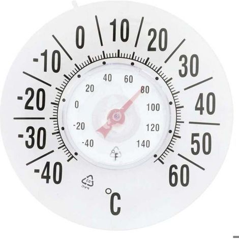 Außenthermometer, Saugnapfhalterung für Fenster, Celsius/Fahrenheit-Anzeige, transparenter Kunststoff, quecksilberfrei (1/5)