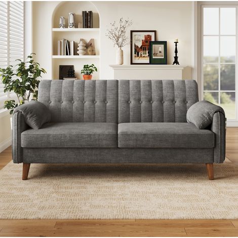 CHICFURN Divano 2 posti 161,5 x 79 x 83,5 cm in ciniglia grigio chiaro (1/5)