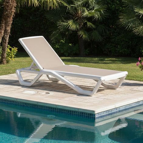 Rochelle Sonnenliege, stapelbarer Gartenstuhl, 4 Positionen, belastbar bis 120 kg, Made in Italy, verstellbare Rückenlehne (1/5)