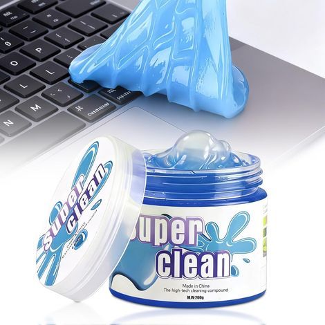 Gel Nettoyant Clavier et Voiture, Gel de Nettoyage, Voiture Nettoyant, Slime Nettoyage Réutilisable, Poussière Clavier, pour Intérieurs, Ordinateur, Imprimante, 200 g, Bleu (1/5)