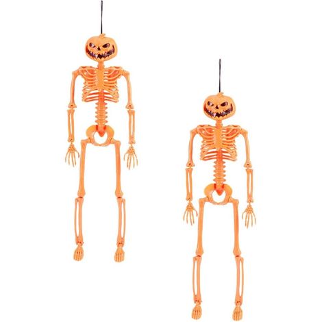 Ornements Extérieurs 2Pcs Halloween Squelettes Décorations Articulations Mobiles Squelette Citrouille Squelette Modèles pour La Maison Hantée Soutiens Décoration (1/5)